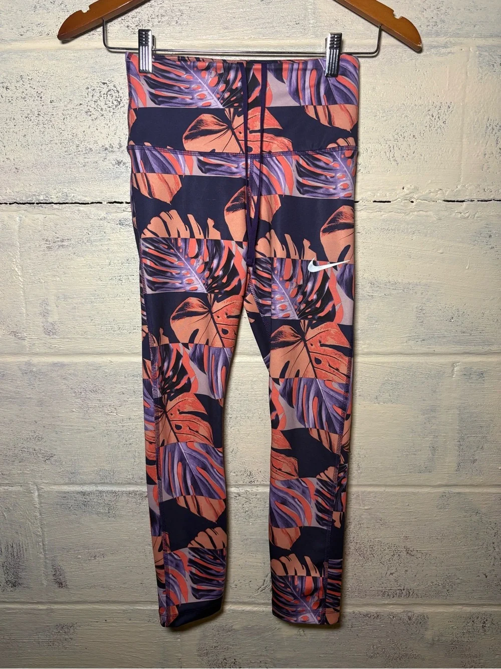 Nike DRI-FIT Fast Runway Print Eggplant High Rise Running Tights XS